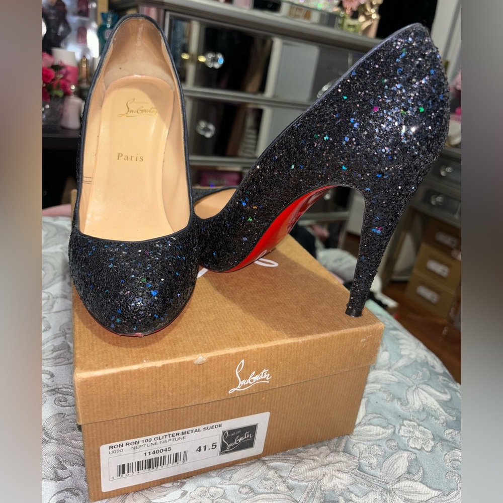 Christian Louboutins RonRon Glitter 41.5, 100mm.